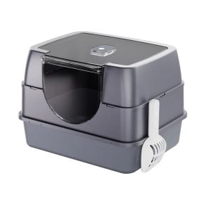 Enclosed Cat Litter Box, Orange - Odor-Locking, Spacious For Large Cats, A Must-Have For Cat Parents (Option: Gray)