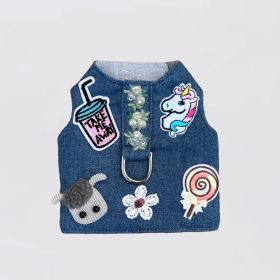 Cool Pup Dog  Harness (Color: Blue Flowers, size: SM)